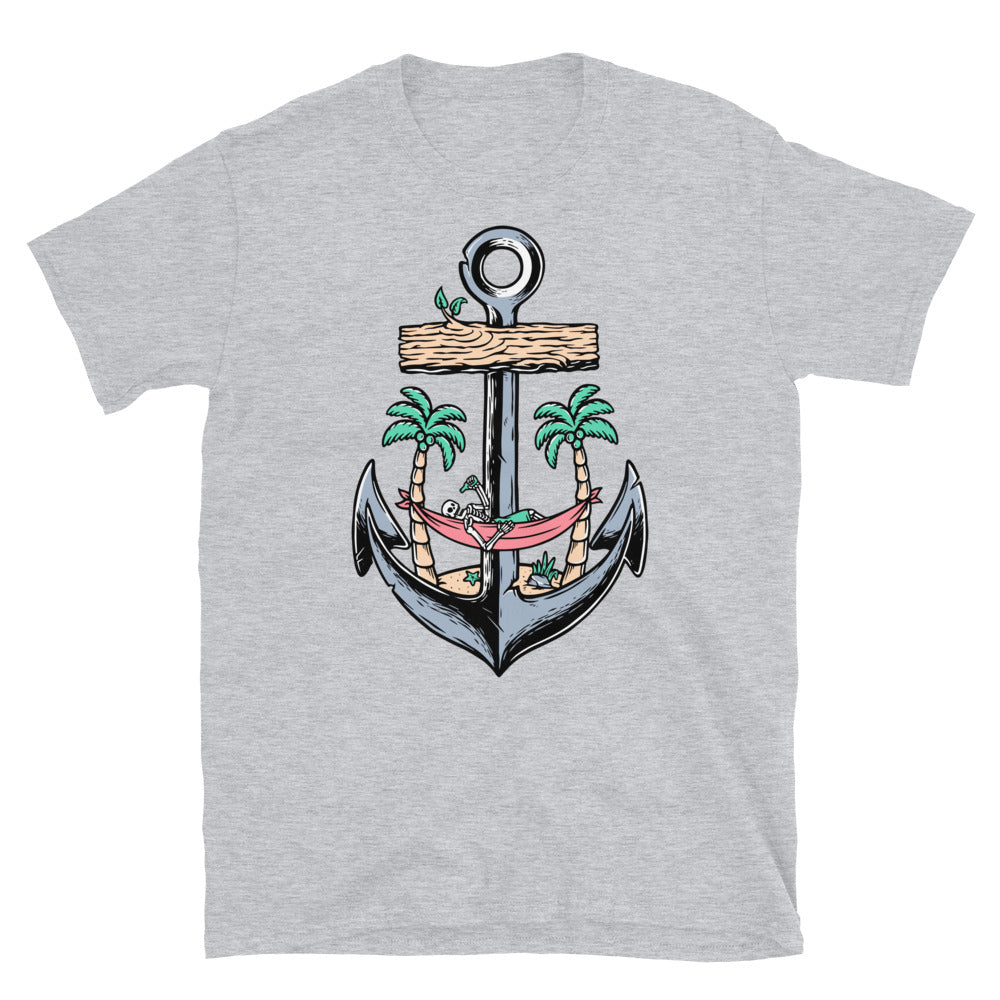 Beach Skull and Old Anchor - Fit Unisex Softstyle T-Shirt