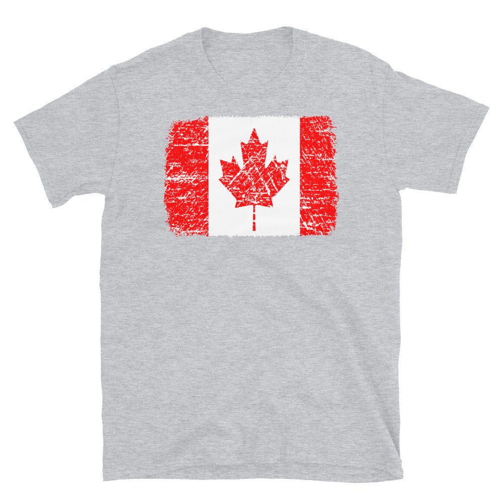 Canadian Flag, Distressed - Fit Unisex Softstyle T-Shirt