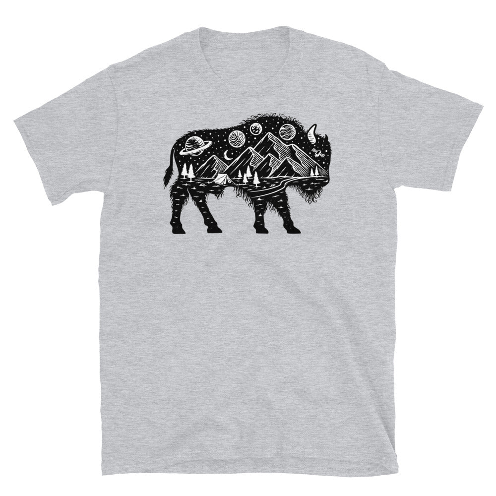 Natur und Bison-Silhouette Fit Unisex Softstyle T-Shirt