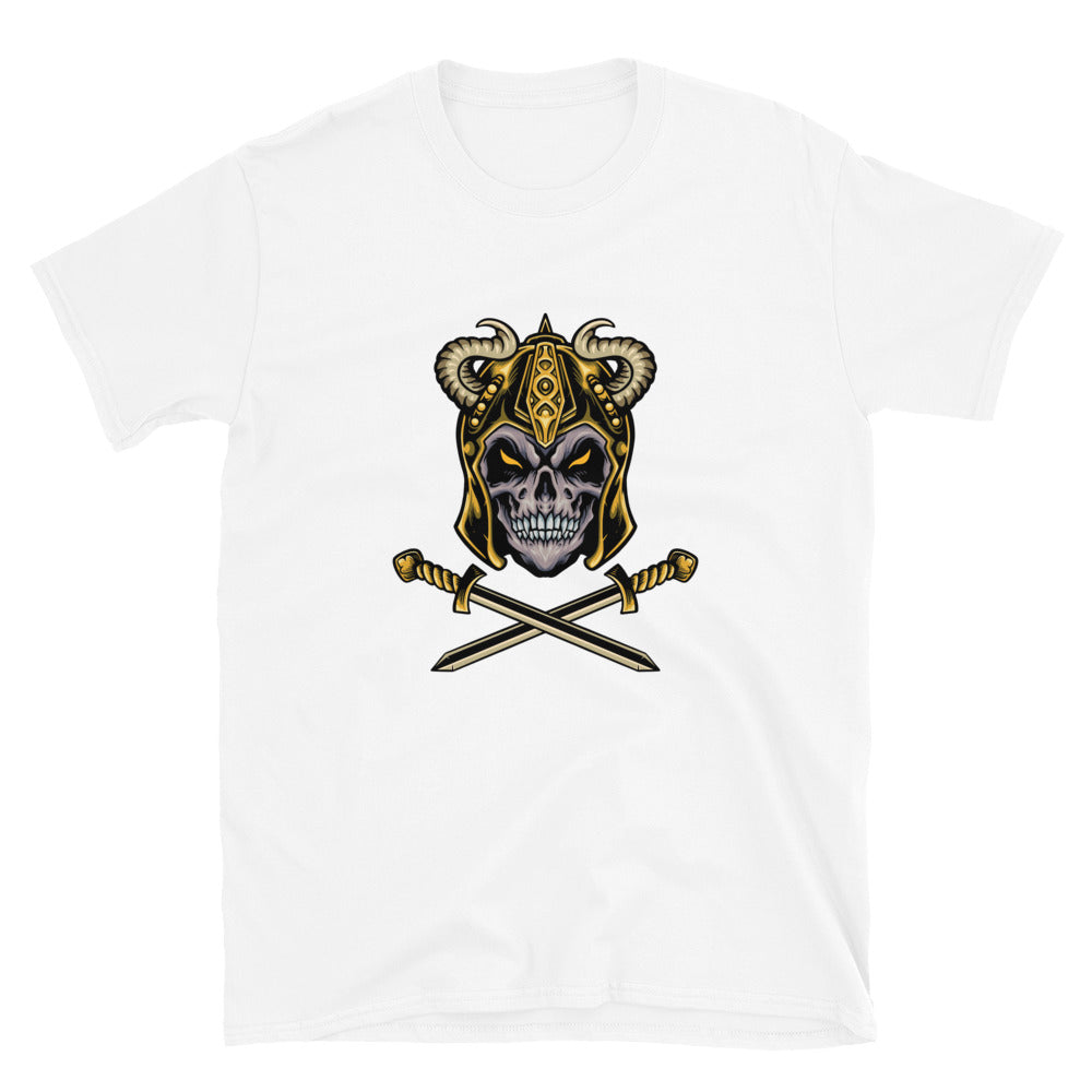 Viking Skull Warrior with Helm Blade Mascot Fit Unisex Softstyle T-Shirt