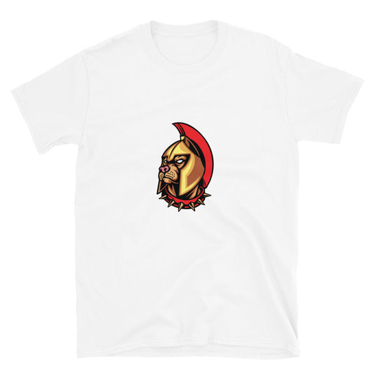 Spartan Knight Angry Bulldog Maskottchen Fit Unisex Softstyle T-Shirt