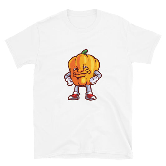 Vegetarisches Lächeln Paprika Maskottchen Fit Unisex Softstyle T-Shirt