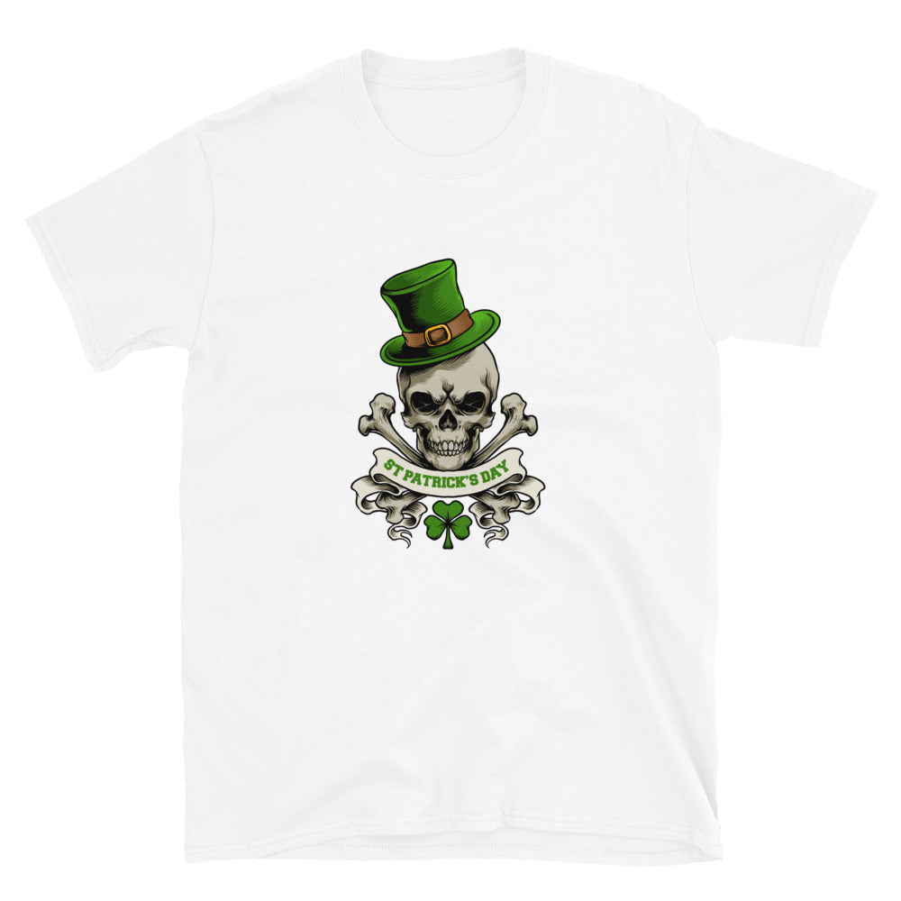 St. Patrick's Day Totenkopf und gekreuzter Knochen Fit Unisex Softstyle T-Shirt