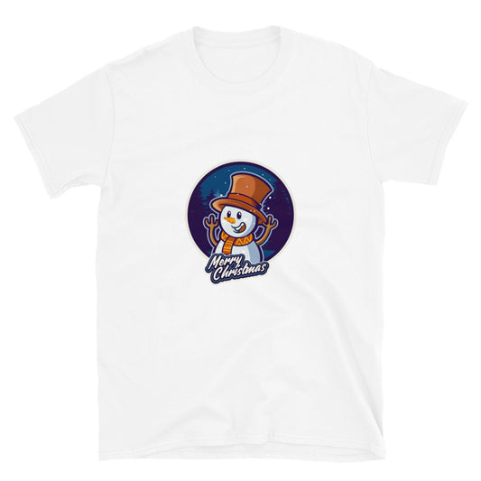 muñeco de nieve sonriente en Feliz Navidad Fit Camiseta unisex Softstyle