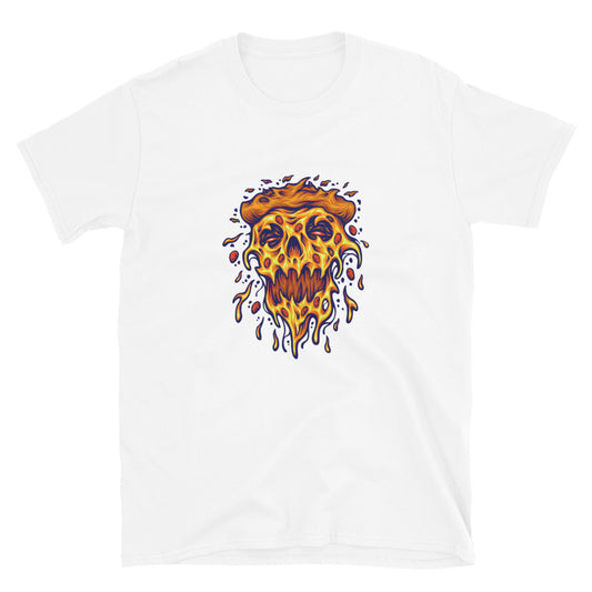 Gruselige Zombie-Pizza geschmolzenes Unisex-Softstyle-T-Shirt