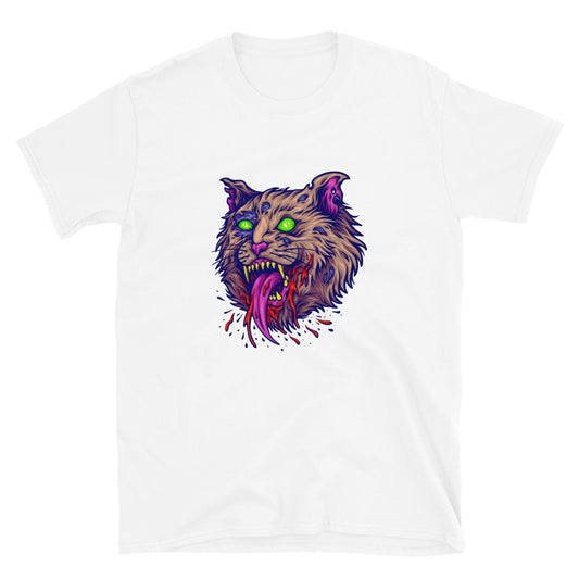 Gruseliges Katzengesicht-Monster-Fit-Unisex-Softstyle-T-Shirt