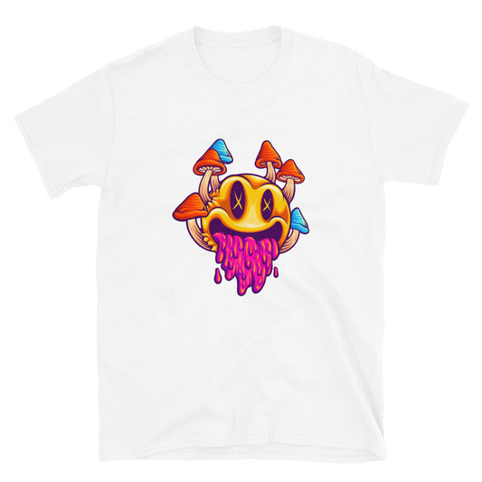 Emoticones de hongos psicodélicos coloridos Fit Unisex Softstyle Camiseta