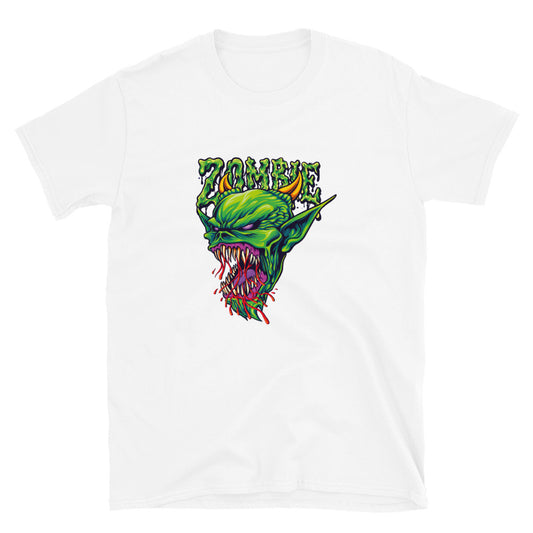 Scary cabeza verde zombie sangre Fit Unisex Softstyle camiseta