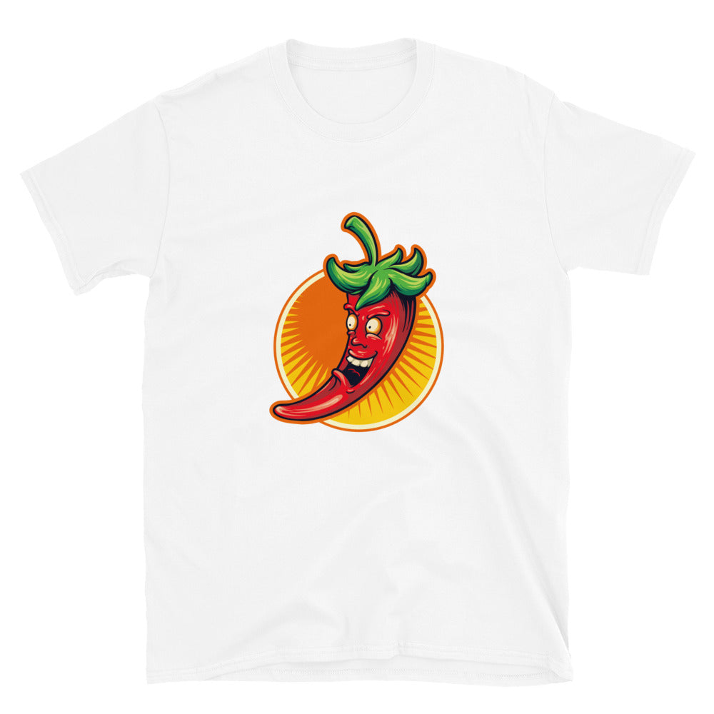 Camiseta Softstyle unisex con logotipo de mascota Red Chili Flavor