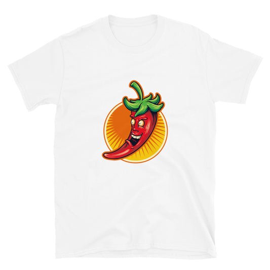 Camiseta Softstyle unisex con logotipo de mascota Red Chili Flavor