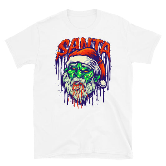 Camiseta unisex de estilo suave con diseño de mascota de Santa Zombie SpookyBloods