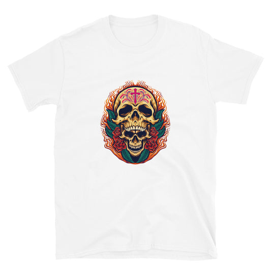 Sugar Skull Dia De Los Muertos Tatuaje Mexicano Fit Unisex Softstyle Camiseta