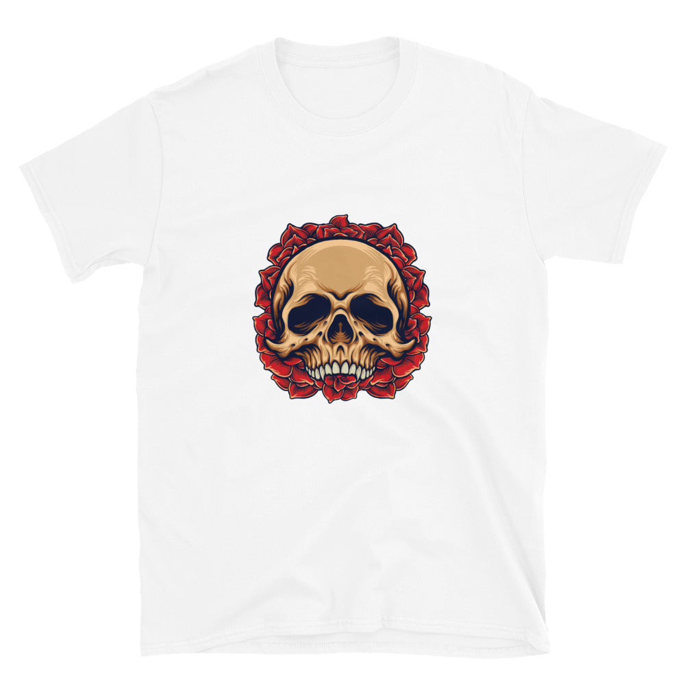 Camiseta unisex Softstyle con marco de rosas de calavera de azúcar