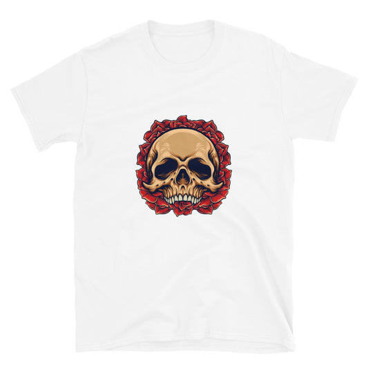 Camiseta unisex Softstyle con marco de rosas de calavera de azúcar