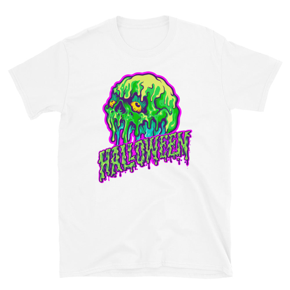 Camiseta unisex Softstyle con texto de Halloween que se derrite