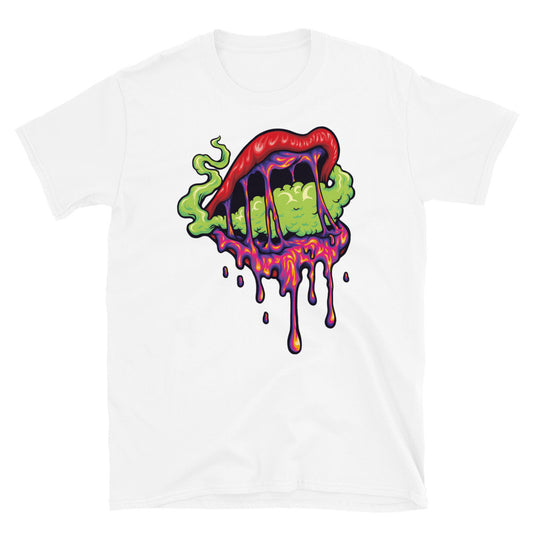 Frau Sexy Lippen Rauch Psychedelic Fit Unisex Softstyle T-Shirt