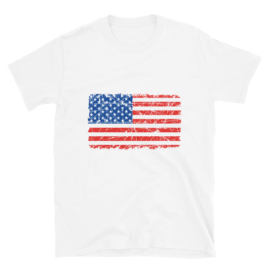 USA Grunge Flag Fit Unisex Softstyle T-Shirt