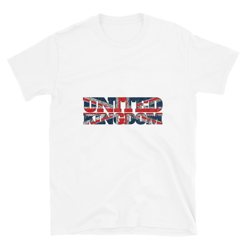 Camiseta de estilo suave unisex con bandera de letras del Reino Unido