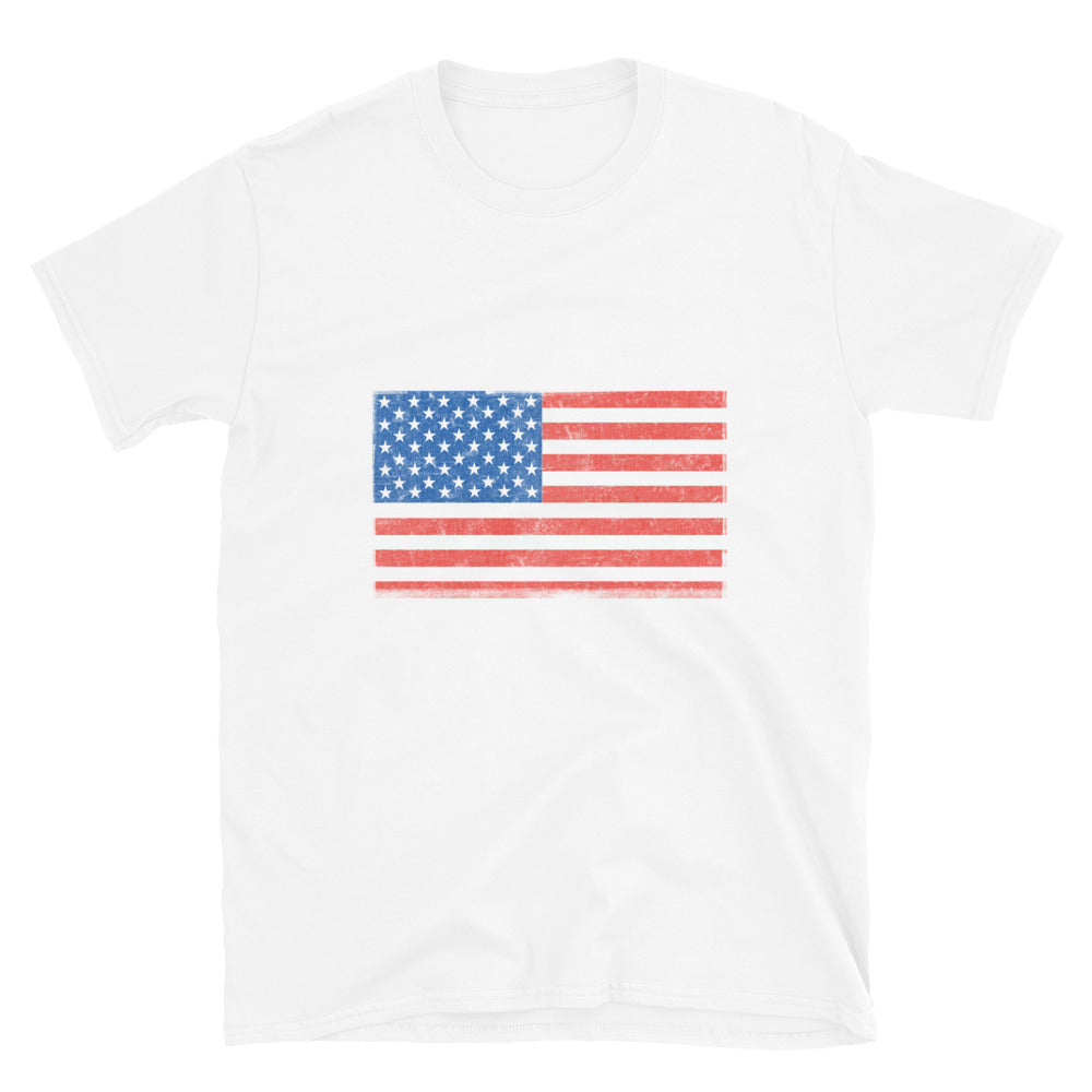 USA Flag Distressed Fit Unisex Softstyle T-Shirt