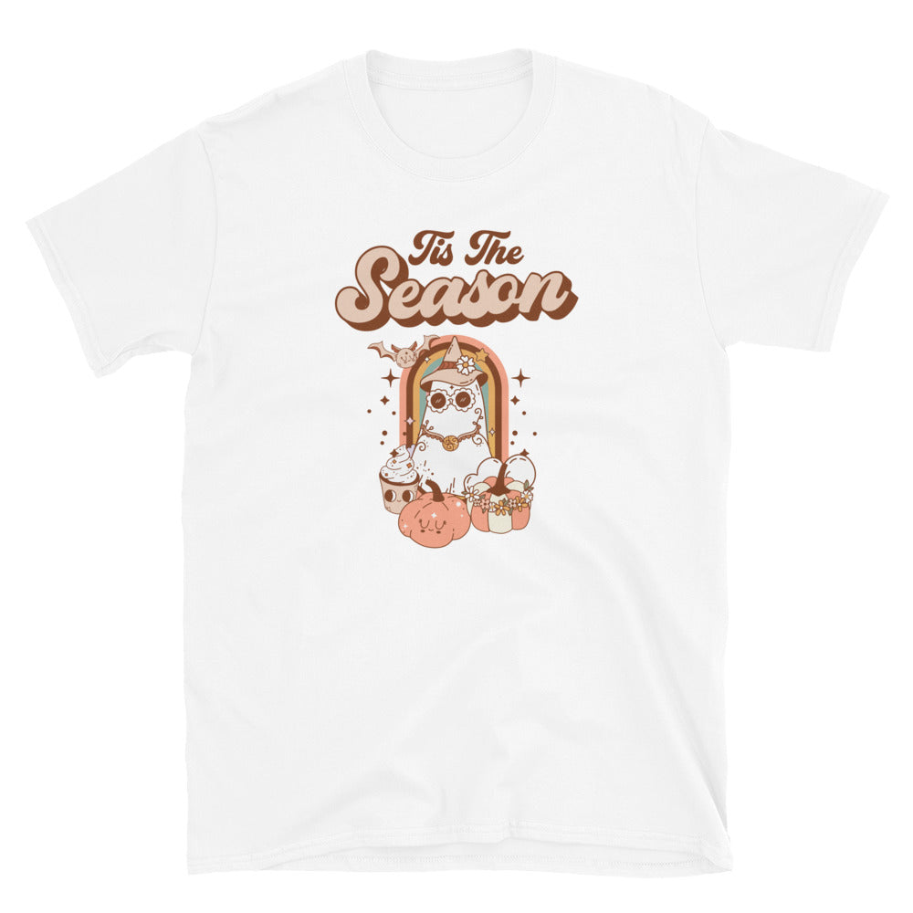 Tis the Season Hippie Ghost - Retro Halloween Fit Unisex Softstyle T-Shirt