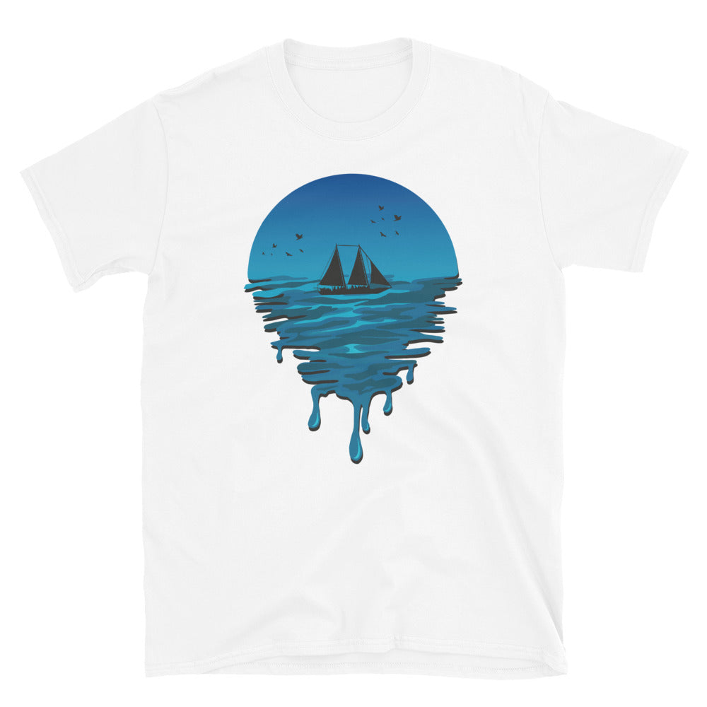 Sailboat in Melted Ocean Fit Unisex Softstyle T-Shirt