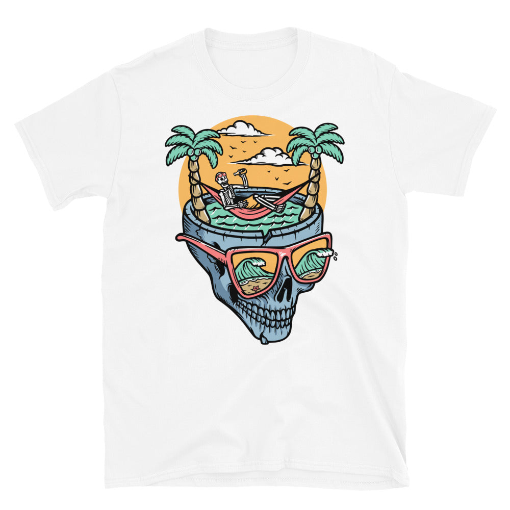 Totenkopf entspannt am Strand Fit Unisex Softstyle T-Shirt