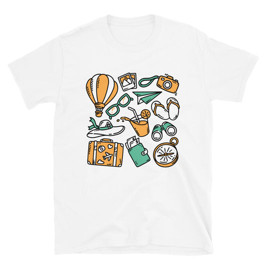 Set of hand drawn travel elements Fit Unisex Softstyle T-Shirt