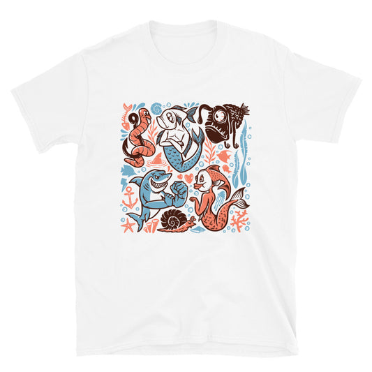 Set of hand drawn sea creature elements Fit Unisex Softstyle T-Shirt