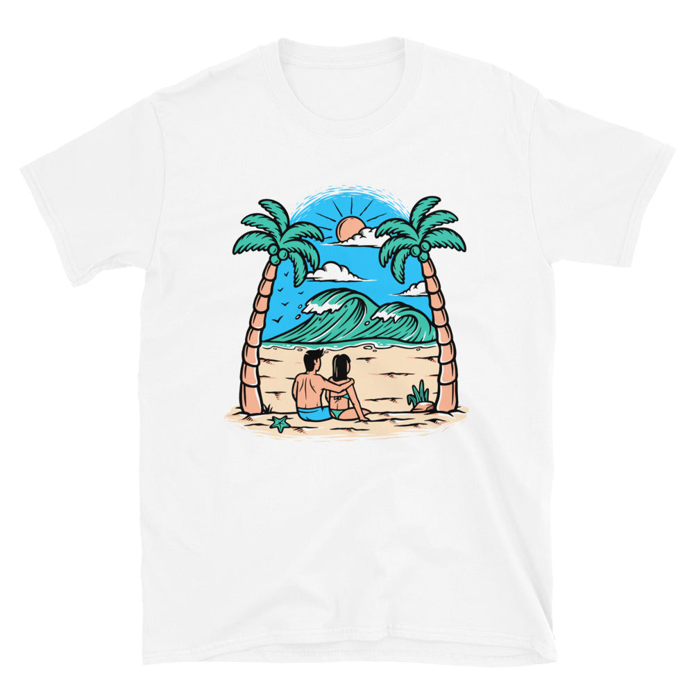 Young Couple on the Beach Fit Unisex Softstyle T-Shirt