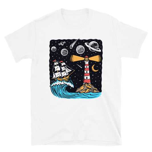 Navegando en la luna por la noche Fit Unisex Softstyle Camiseta