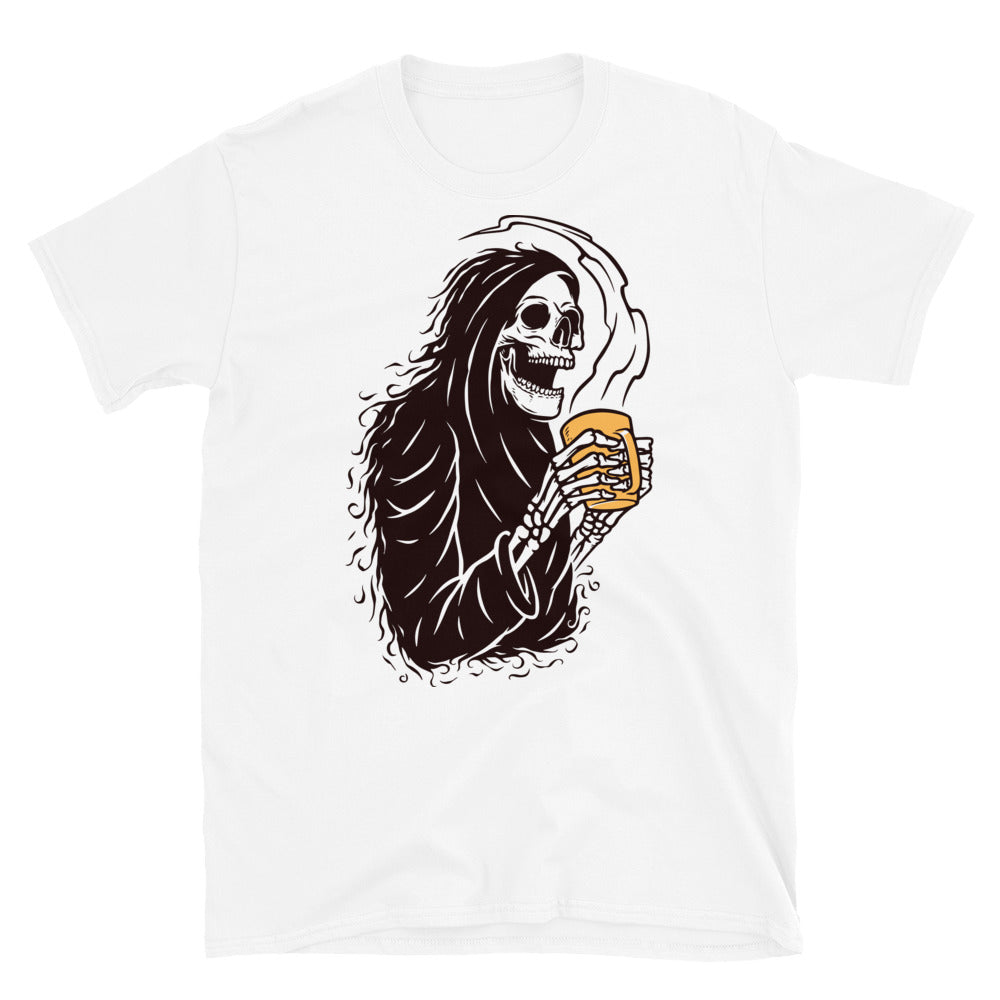 Skull grim and coffee Fit Unisex Softstyle T-Shirt