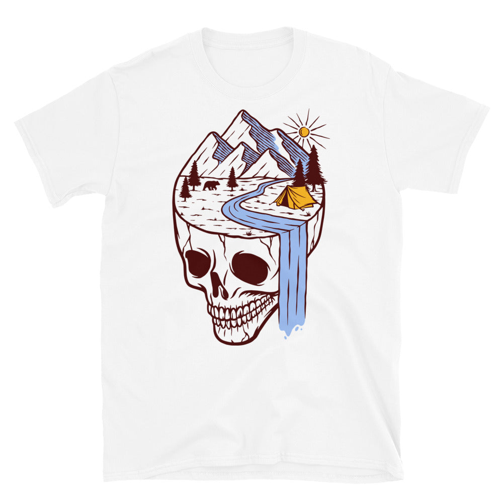 Tierra de calavera misteriosa Fit Unisex Softstyle camiseta