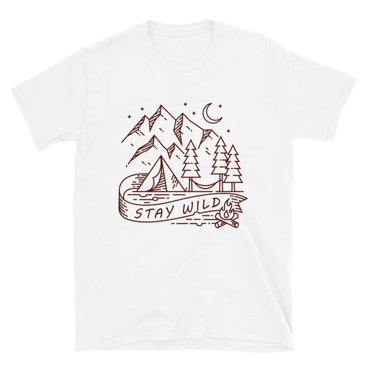 Stay Wild,Camping in the Mountain Fit Unisex Softstyle T-Shirt