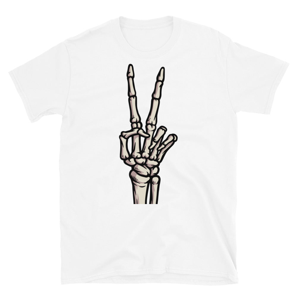 Peace-Zeichen, Skeletthand Fit Unisex Softstyle T-Shirt