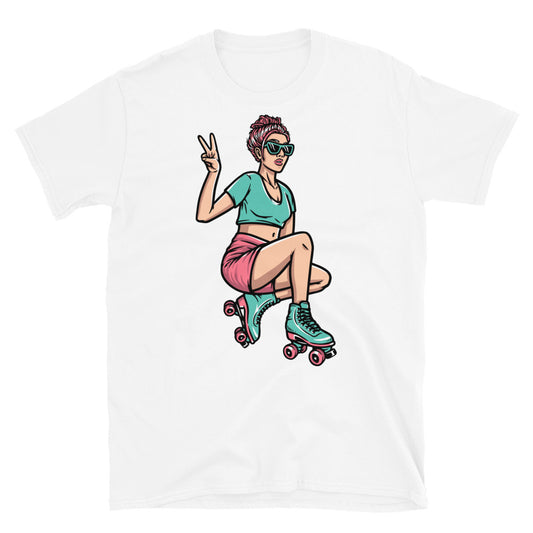 Young woman on roller skates Fit Unisex Softstyle T-Shirt