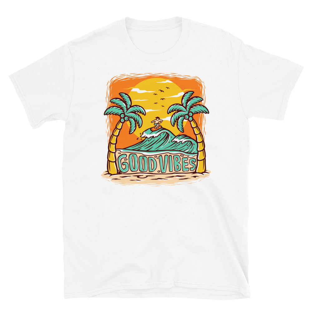 Good Vibes Riding the Waves - Fit Unisex Softstyle T-Shirt