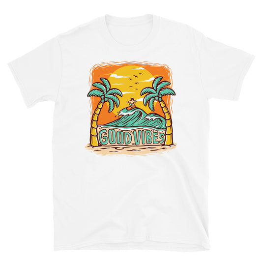 Good Vibes Riding the Waves - Fit Unisex Softstyle T-Shirt