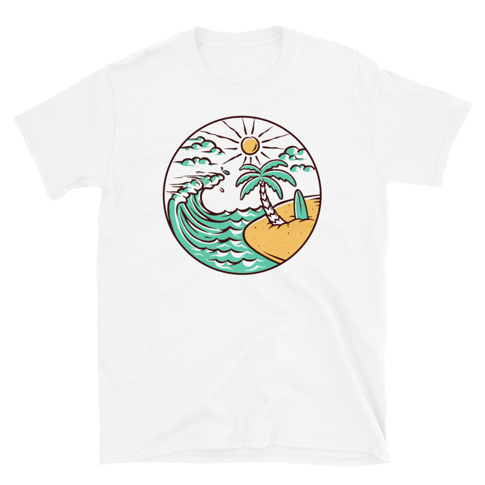 Vista a la playa natural Fit Camiseta unisex Softstyle