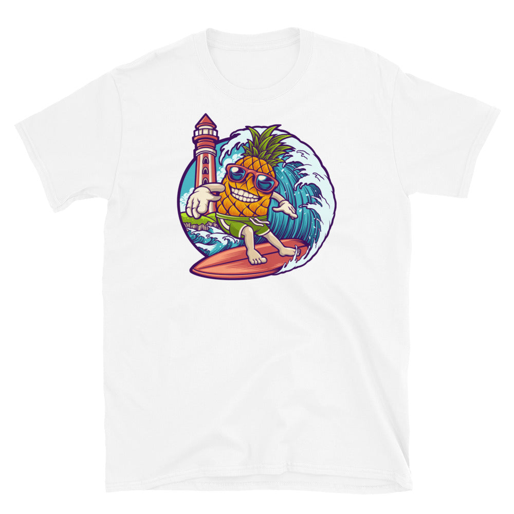 Pineapple surf summer logo mascot Fit Unisex Softstyle T-Shirt